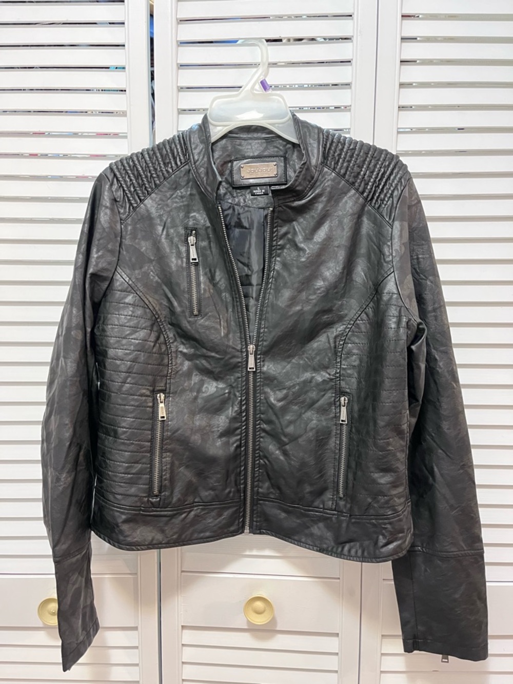 Stylish Black Vegan Leather Moto Jacket - Women